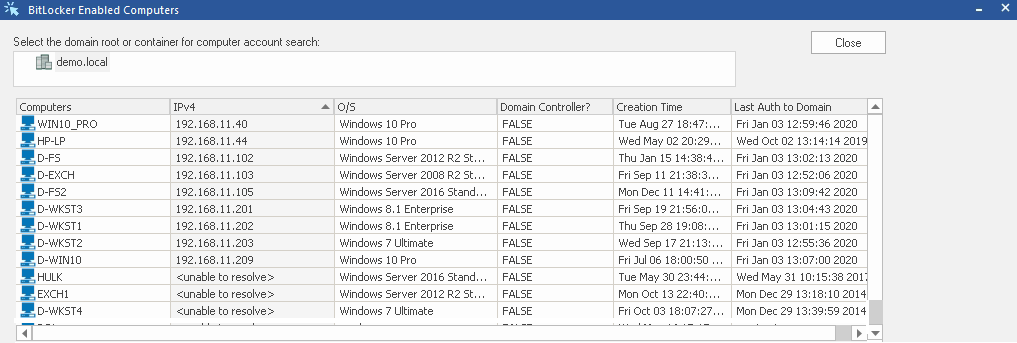 BitLocker Enabled Computers