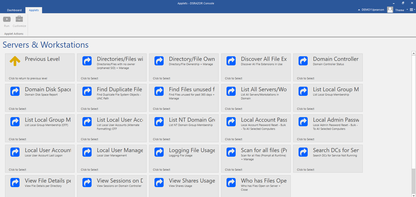 DSRAZOR Server and Workstation Applets
