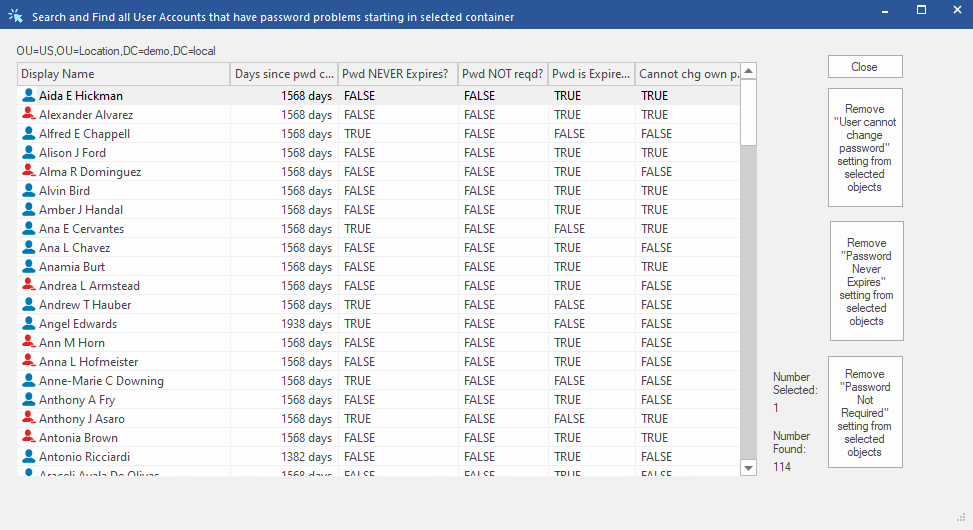 Find User Accounts with password problems