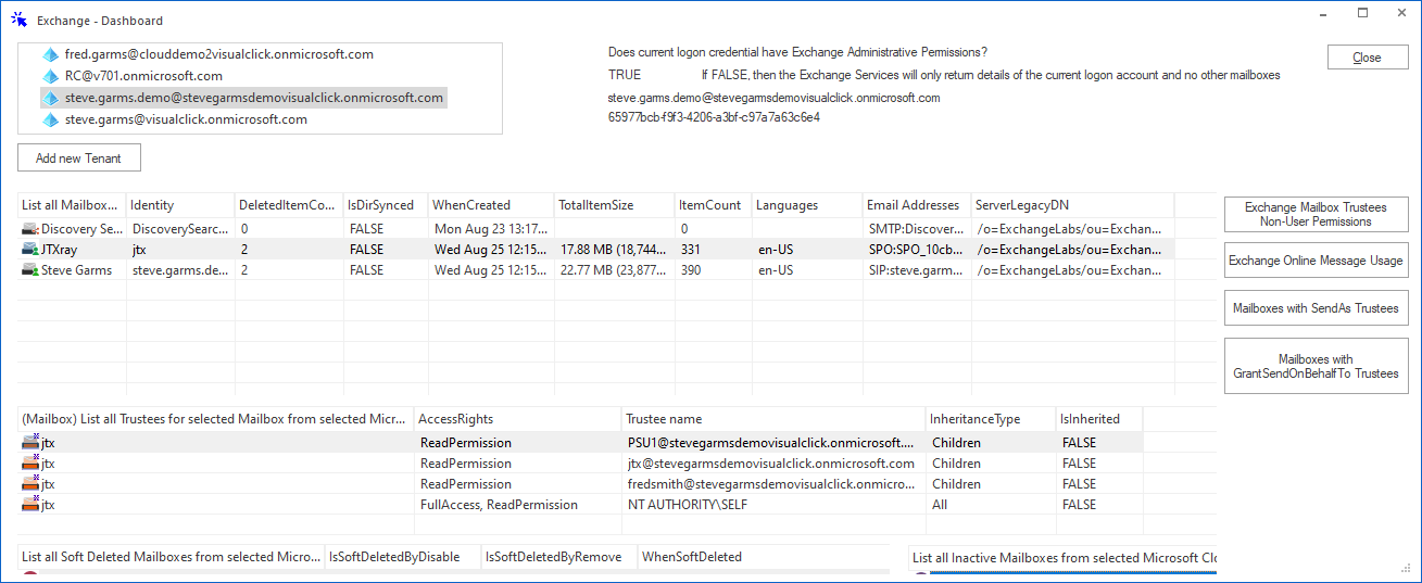 Exchange Online Dashboard