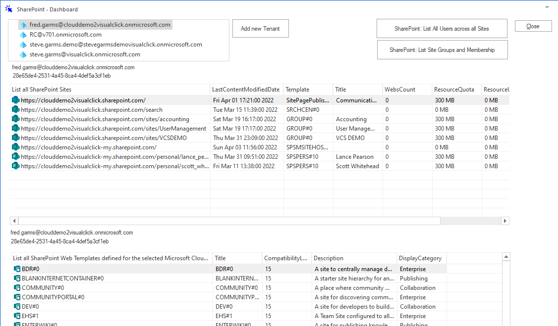 SharePoint Online Site Dashboard