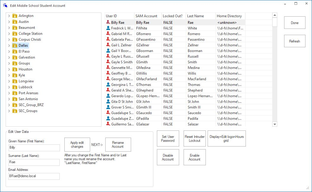 Edit Middle School Student Account